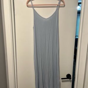 Light blue ribbed slip dress